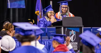 Madison College Spring 2024 speakers at podium