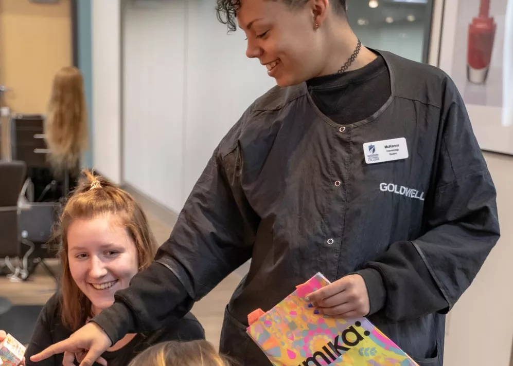 women teaching in cosmetology setting
