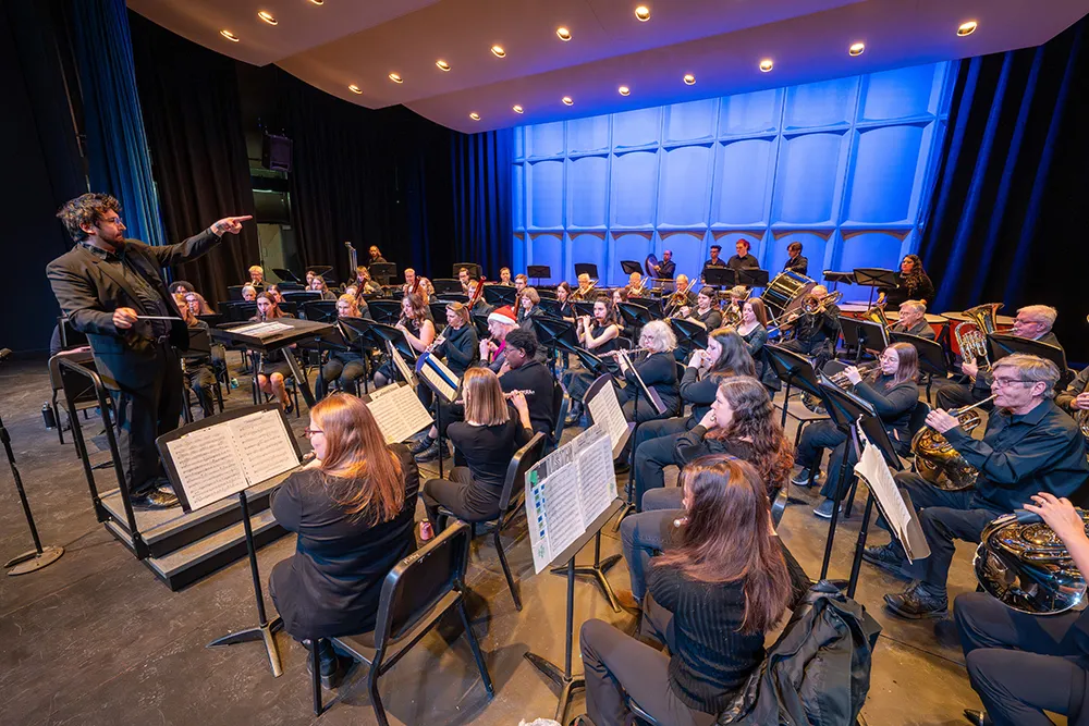 The Madison Municipal Band performs in the Truax Campus Mitby Theater