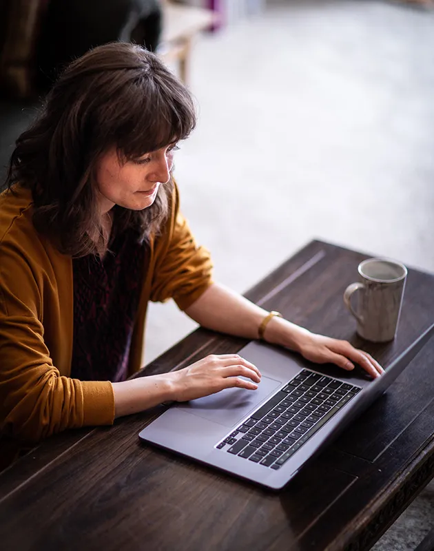 student in UX class learning from home